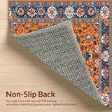 Ultra Soft Area Rug, Non Slip, Stain Resistant, Washable Area Rugs for Living Room, Bedroom, Elegant Earthy Toned Imagery(Orange)