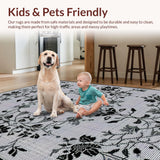 Ultra Soft Area Rug, Non Slip, Stain Resistant, Washable Area Rugs for Living Room, Bedroom, Rustic Striped Outdoor Decor(Black)