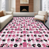 Ultra Soft Area Rug, Non Slip, Stain Resistant, Washable Area Rugs for Living Room, Bedroom, Charming Floral Daisy Arrangement(Pink)