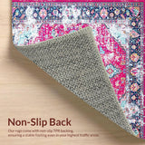 Ultra Soft Area Rug, Non Slip, Stain Resistant, Washable Area Rugs for Living Room, Bedroom, Trendy Turquoise Distressed Aesthetic(Pink)