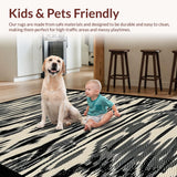 Ultra Soft Area Rug, Non Slip, Stain Resistant, Washable Area Rugs for Living Room, Bedroom, High-Contrast Striped Rustic Charm(Beige)