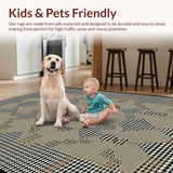 Ultra Soft Area Rug, Non Slip, Stain Resistant, Washable Area Rugs for Living Room, Bedroom, Sophisticated Geometric Contrast Theme(Gray)