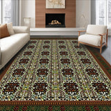 Ultra Soft Area Rug, Non Slip, Stain Resistant, Washable Area Rugs for Living Room, Bedroom, Deep Brown and Olive Green Abstract with Floral Geometric Designs(Green)
