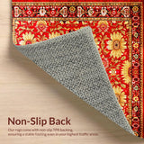 Ultra Soft Area Rug, Non Slip, Stain Resistant, Washable Area Rugs for Living Room, Bedroom, Chic Modern Floral Aesthetic(Red)