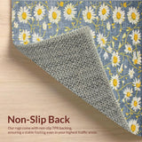 Ultra Soft Area Rug, Non Slip, Stain Resistant, Washable Area Rugs for Living Room, Bedroom, Quaint White Daisy Aesthetic(Blue)