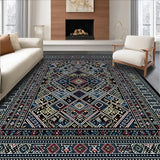 Ultra Soft Area Rug, Non Slip, Stain Resistant, Washable Area Rugs for Living Room, Bedroom, Artful Linear Ethnic Aesthetic(Black)