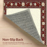 Ultra Soft Area Rug, Non Slip, Stain Resistant, Washable Area Rugs for Living Room, Bedroom, Chic Classic Burgundy Medallion Style(Red)