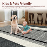 Ultra Soft Area Rug, Non Slip, Stain Resistant, Washable Area Rugs for Living Room, Bedroom, Chic Monochrome Diamond Motif(Gray)