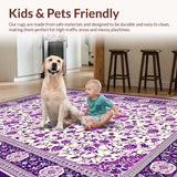 Ultra Soft Area Rug, Non Slip, Stain Resistant, Washable Area Rugs for Living Room, Bedroom, Trendy Minimalist Floral Aesthetic(Purple)