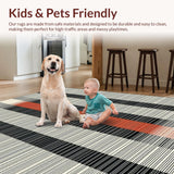 Ultra Soft Area Rug, Non Slip, Stain Resistant, Washable Area Rugs for Living Room, Bedroom, Sleek Minimalist Black and White Motif(Black)