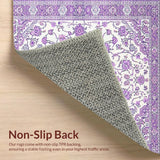 Ultra Soft Area Rug, Non Slip, Stain Resistant, Washable Area Rugs for Living Room, Bedroom, Serene Faded Floral Elements(Purple)