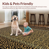 Ultra Soft Area Rug, Non Slip, Stain Resistant, Washable Area Rugs for Living Room, Bedroom, Trendy Textured Brown Print(Gold)