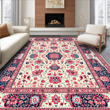 Ultra Soft Area Rug, Non Slip, Stain Resistant, Washable Area Rugs for Living Room, Bedroom, Floral Vintage Washable Nursery Area Carpet(White)