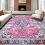 Ultra Soft Area Rug, Non Slip, Stain Resistant, Washable Area Rugs for Living Room, Bedroom, Charming Earthy Patterned Textiles(Pink)