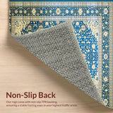 Ultra Soft Area Rug, Non Slip, Stain Resistant, Washable Area Rugs for Living Room, Bedroom, Elegant Blue & Beige Oriental Area Traditional Home Decor(Blue)