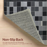 Ultra Soft Area Rug, Non Slip, Stain Resistant, Washable Area Rugs for Living Room, Bedroom, Sophisticated Minimalist Grid Pattern(Black)