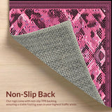 Ultra Soft Area Rug, Non Slip, Stain Resistant, Washable Area Rugs for Living Room, Bedroom, Vibrant Animal Print Elegance(Pink)