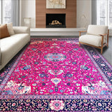 Ultra Soft Area Rug, Non Slip, Stain Resistant, Washable Area Rugs for Living Room, Bedroom, Rustic Hot Pink Trellis Charm(Red)