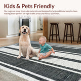 Ultra Soft Area Rug, Non Slip, Stain Resistant, Washable Area Rugs for Living Room, Bedroom, Black and White Striped Rug, Digital Print Design(Black)