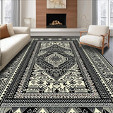 Ultra Soft Area Rug, Non Slip, Stain Resistant, Washable Area Rugs for Living Room, Bedroom, Vibrant Geometric Folk Art(Black)