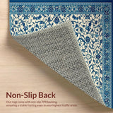 Ultra Soft Area Rug, Non Slip, Stain Resistant, Washable Area Rugs for Living Room, Bedroom, Chic Rustic Botanical Design(Blue)