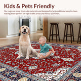 Ultra Soft Area Rug, Non Slip, Stain Resistant, Washable Area Rugs for Living Room, Bedroom, Chic Transitional Diamond Pattern(Red)