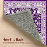 Ultra Soft Area Rug, Non Slip, Stain Resistant, Washable Area Rugs for Living Room, Bedroom, Transitional Abstract Floral Aesthetic(Purple)