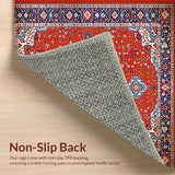 Ultra Soft Area Rug, Non Slip, Stain Resistant, Washable Area Rugs for Living Room, Bedroom, Distinct Geometric Orange and Brown Pattern(Red)