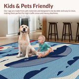 Ultra Soft Area Rug, Non Slip, Stain Resistant, Washable Area Rugs for Living Room, Bedroom, Vibrant Oceanic Animal Pattern(Blue)