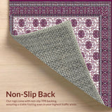 Ultra Soft Area Rug, Non Slip, Stain Resistant, Washable Area Rugs for Living Room, Bedroom, Contemporary Ogee Pattern Fusion(Purple)