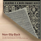 Ultra Soft Area Rug, Non Slip, Stain Resistant, Washable Area Rugs for Living Room, Bedroom, Eclectic Earthy Geometric Fusion(Black)