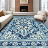 Ultra Soft Area Rug, Non Slip, Stain Resistant, Washable Area Rugs for Living Room, Bedroom, Lively Contemporary Tiled Design(Blue)