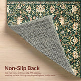 Ultra Soft Area Rug, Non Slip, Stain Resistant, Washable Area Rugs for Living Room, Bedroom, Elegant Rustic Leafy Design(Green)