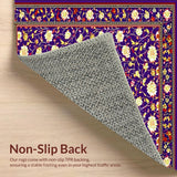 Ultra Soft Area Rug, Non Slip, Stain Resistant, Washable Area Rugs for Living Room, Bedroom, Botanical Wool Earthy Elegance(Purple)