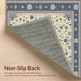 Ultra Soft Area Rug, Non Slip, Stain Resistant, Washable Area Rugs for Living Room, Bedroom, Harmony Embrace Non Slip Beige & Blue Medallion(Beige)