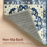 Ultra Soft Area Rug, Non Slip, Stain Resistant, Washable Area Rugs for Living Room, Bedroom, Heirloom Collection Distressed Area with Classic Motifs(Blue)