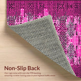 Ultra Soft Area Rug, Non Slip, Stain Resistant, Washable Area Rugs for Living Room, Bedroom, Vibrant Animal Print with Bold Stripes(Pink)