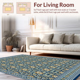 Ultra Soft Area Rug, Non Slip, Stain Resistant, Washable Area Rugs for Living Room, Bedroom, Trellis Waterproof Runner Navy/Beige Use(Blue)