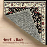 Ultra Soft Area Rug, Non Slip, Stain Resistant, Washable Area Rugs for Living Room, Bedroom, Dramatic Black Ivory Geometric Fusion(Black)