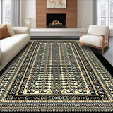 Ultra Soft Area Rug, Non Slip, Stain Resistant, Washable Area Rugs for Living Room, Bedroom, Minimalist Black Beige Statement Piece(Gold)