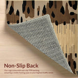 Ultra Soft Area Rug, Non Slip, Stain Resistant, Washable Area Rugs for Living Room, Bedroom, Vibrant Leopard Print Decor Statement(Beige)