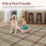 Ultra Soft Area Rug, Non Slip, Stain Resistant, Washable Area Rugs for Living Room, Bedroom, Chic Earthy Tone Diamond Motif(Brown)