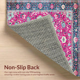 Ultra Soft Area Rug, Non Slip, Stain Resistant, Washable Area Rugs for Living Room, Bedroom, Retro Oceanic Floral Fusion(Pink)