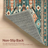 Ultra Soft Area Rug, Non Slip, Stain Resistant, Washable Area Rugs for Living Room, Bedroom, Geometric Teal and Red Fusion(Orange)
