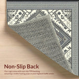 Ultra Soft Area Rug, Non Slip, Stain Resistant, Washable Area Rugs for Living Room, Bedroom, Rustic Monochrome Ogee Design(Gray)