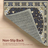 Ultra Soft Area Rug, Non Slip, Stain Resistant, Washable Area Rugs for Living Room, Bedroom, Traditional Navy and Beige for(Blue)