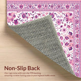 Ultra Soft Area Rug, Non Slip, Stain Resistant, Washable Area Rugs for Living Room, Bedroom, Playful Modern Blossom Layout(Pink)