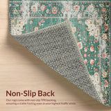 Ultra Soft Area Rug, Non Slip, Stain Resistant, Washable Area Rugs for Living Room, Bedroom, Vintage Inspired Green Aesthetic(Green)