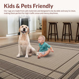 Ultra Soft Area Rug, Non Slip, Stain Resistant, Washable Area Rugs for Living Room, Bedroom, Textured Earthy Toned Elegance(Beige)