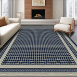 Ultra Soft Area Rug, Non Slip, Stain Resistant, Washable Area Rugs for Living Room, Bedroom, Garden Path Runner Navy and Beige Trellis with Subtle Border(Blue)
